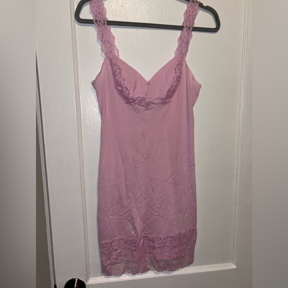 Vintage 70s Vanity Fair Mini Lace Lingerie Pink Slip 34 XS/S